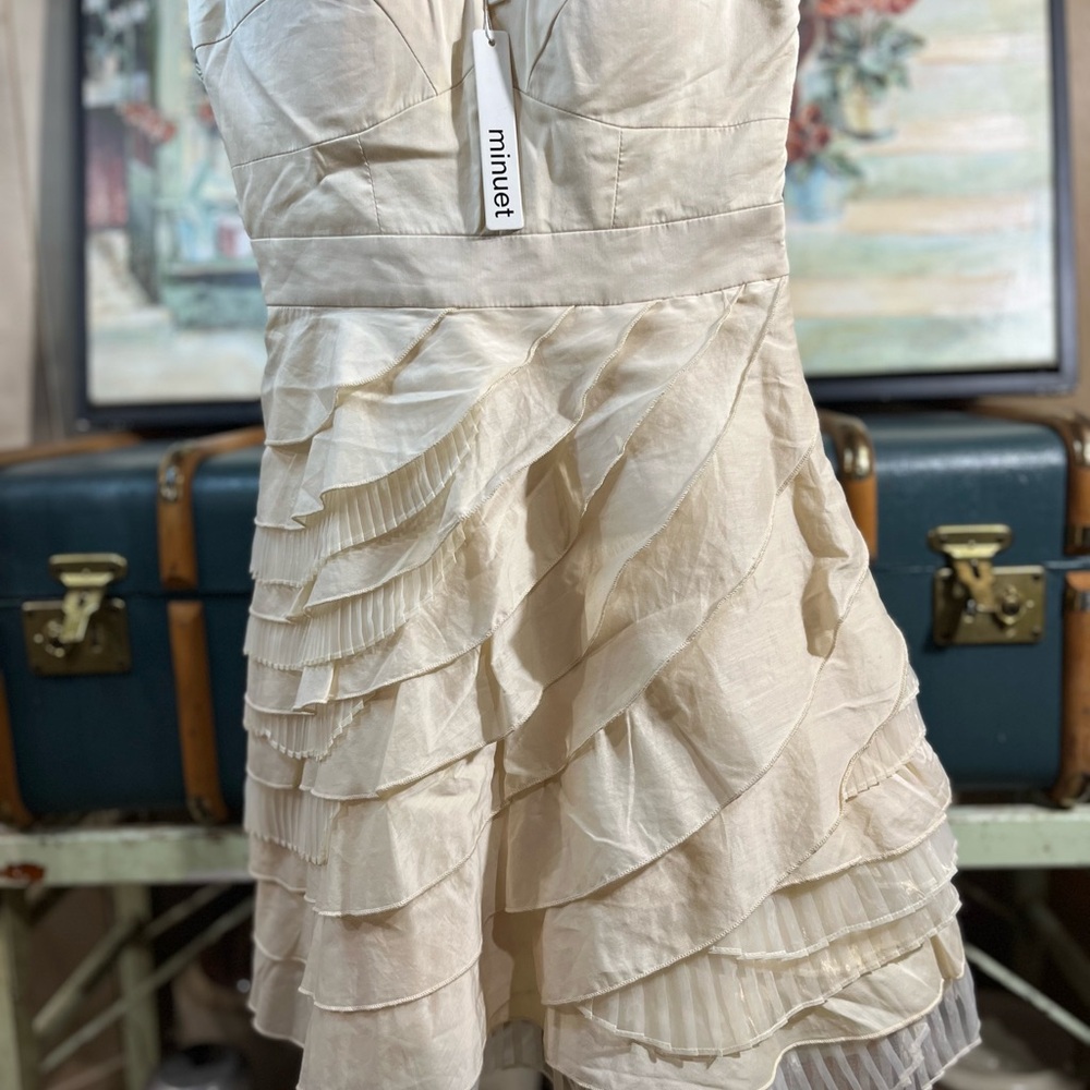 Minuet Petite Cream Ruffle Dress
